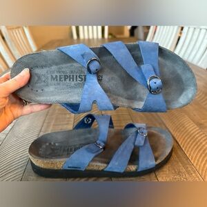 Mephisto Hannel Strappy Blue Sandals Women's Size 12/42
